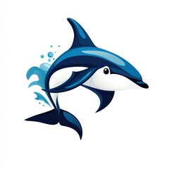 Fototapeta premium A vibrant illustration of a dolphin swimming gracefully, capturing the beauty of marine life in a playful pose.