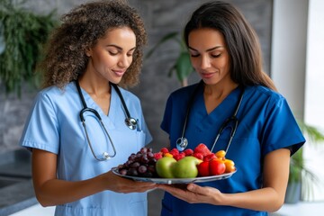A home health nurse educating a patient on lifestyle changes, discussing how diet, exercise, and medication can improve their overall health