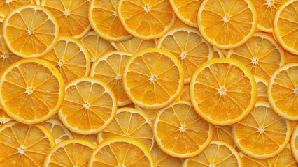 Fruit background of orange slices with a flat lay style, perfect for a vegetarian menu or vegan card, Vegetarian, vegan, orange