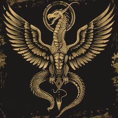 Naklejka premium the winged dragon of RA with vector concept