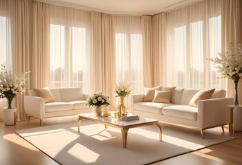 Photo modern style interior room 3d illustration Interior,Kitchen,Washrooms frame living room with colorful white sofa,led with blank frame