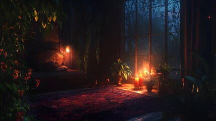Cozy Night Inside a Rainy Forest