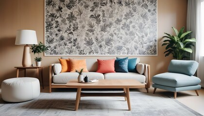 Fototapeta premium Photo interior modern design room 3d illustration;