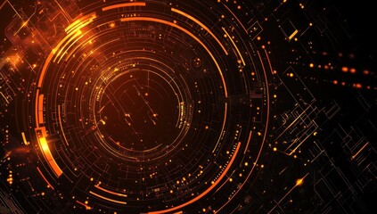 Obraz premium Abstract Digital Interface with Orange Glowing Circles
