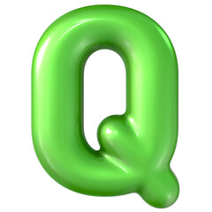 Balloon Green Font Q 3d Render
