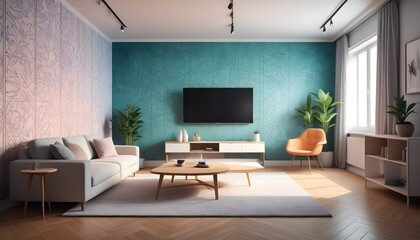 Fototapeta premium Photo interior modern design room 3d illustration;