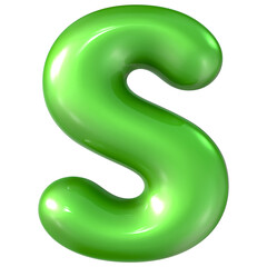 Balloon Green Font s 3d Rendering