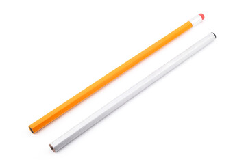 two simple pencils for drawing and sketching, gray and orange