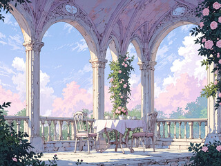 a hidden white Gothic pavilion