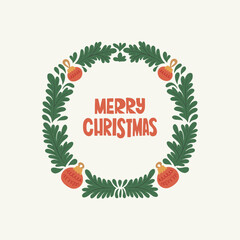 Merry Christmas and Happy New Year illustration. Modern trendy minimal style. Hand drawn design for wallpaper, wall decor, print, postcard, cover, template, banner.