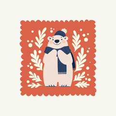 Merry Christmas and Happy New Year illustration. Modern trendy minimal style. Hand drawn design for wallpaper, wall decor, print, postcard, cover, template, banner.