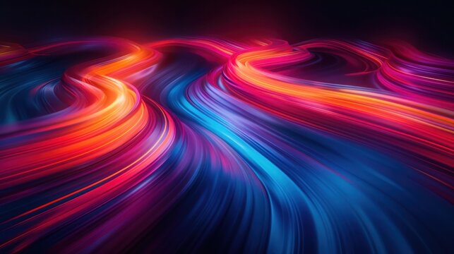 Light trails created by long-exposure photography, capturing moving lights in a vibrant, abstract pattern