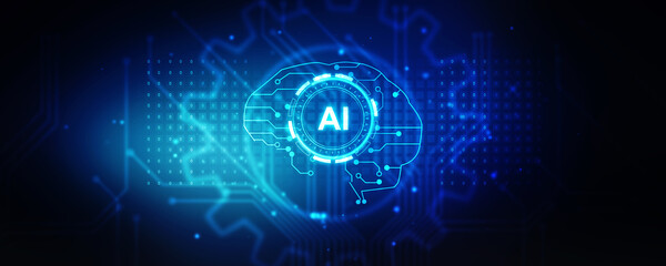 2d illustration Artificial Intelligence (AI) concept