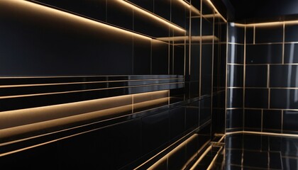 Obraz premium Black and gold luxury podium pedestal product display background d rendering 13