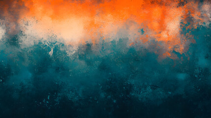 Fototapeta premium Grainy background in teal orange, grunge texture noise gradient, abstract background for banner, poster, cover