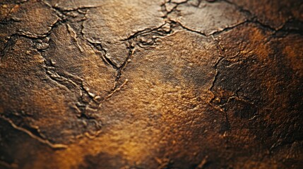 Medium shot of a vintage, leather surface, the worn patina and subtle embossed details captured in precise detail