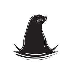 Fototapeta premium Seal in cartoon, doodle style . Image for t-shirt, web, mobile apps and ui. Isolated 2d vector illustration in logo, icon, sketch style, Eps 10, black and white. AI Generative