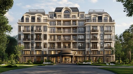 Fototapeta premium Luxury Apartment Building with Classical Architecture