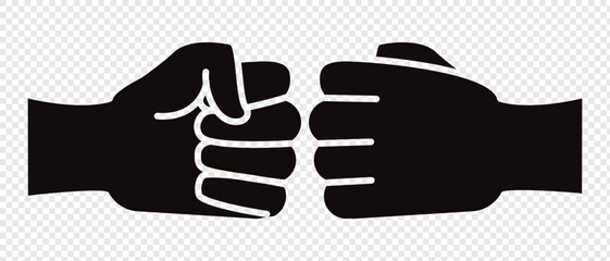 Business agreement concept: Two businessman shaking hands handshake silhouette icon . vector illustration.