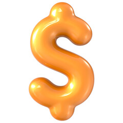Balloon Yellow Dollar 3d Render