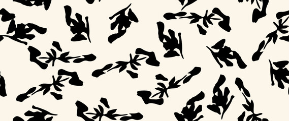 Vector seamless background. Minimalistic abstract floral pattern. Modern print in black color on a light background. Ideal for textile design, screensavers, covers, cards, invitations and posters.