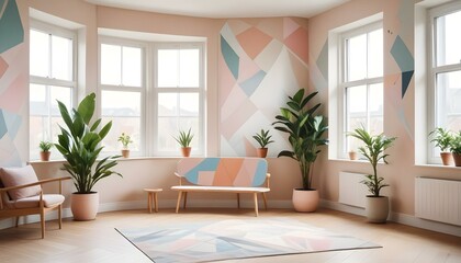 Naklejka premium Photo interior modern design room 3d illustration;