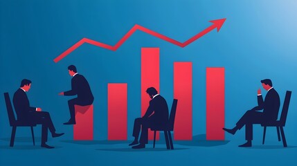 Fototapeta premium Investors Nervously Watching Dropping Interest Rate Bar Amid Financial Uncertainty