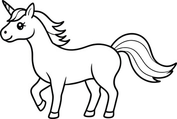 A cute unicorn line art vector illustration