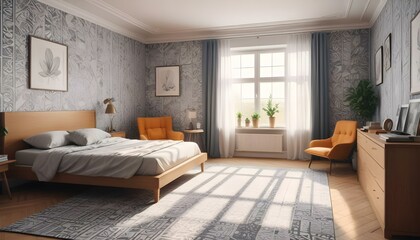 Fototapeta premium Photo interior modern design room 3d illustration;