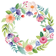 Watercolor Floral Wreath Vector Illustration  Elegant and Detailed Design for Instant Download Artwork