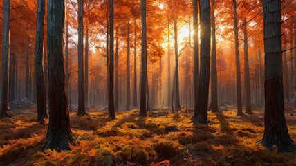 Obraz premium radiant sunset: a symphony of colors in nature's tranquility