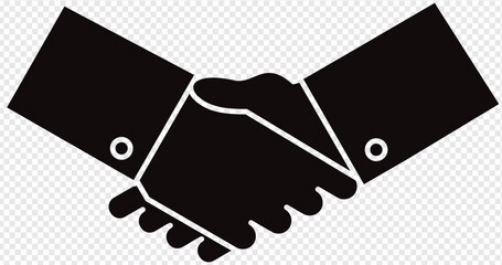 Business agreement concept: Two businessman shaking hands handshake silhouette icon . vector illustration.