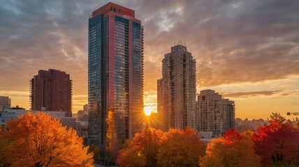 Obraz premium radiant sunset: a symphony of colors in nature's tranquility