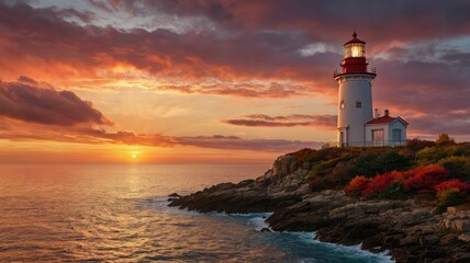 Fototapeta premium radiant sunset: a symphony of colors in nature's tranquility