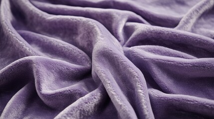 A detailed shot of velvety fabric in a soft lavender shade, highlighting its plush texture and smooth surface