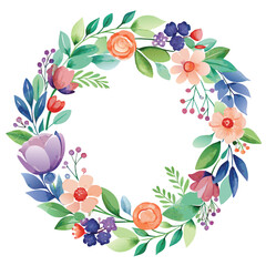 Watercolor Floral Wreath Vector Illustration  Elegant and Detailed Design for Instant Download Artwork