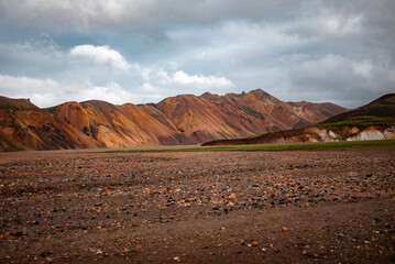 Colorful Volcanic Landscape with Winding Dirt Road