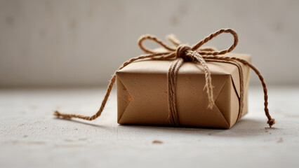 Eco-friendly kraft paper gift wrapping with ribbon for sustainable celebrations