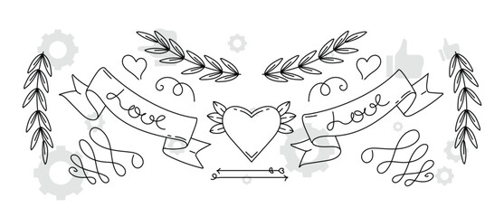 Set of black circular foliate laurels branches. Vintage laurel wreaths collection. Hand drawn vector laurel leaves decorative elements. Leaves, swirls, ornate, award, icon.