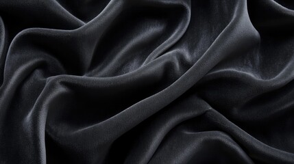 Fototapeta premium A macro shot of velvety fabric in a dark charcoal gray, with light and shadows playing across its smooth texture