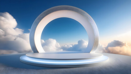 podium, podest, produkt, pr&auml;sentation, himmel, wolken, wei&szlig;, neu, close up, blank, skandinavische, scandic, stil, blau, cloud, natur, heaven, day, luft, licht, abstrakt, sonne, mit, landschaft, ad, 3d