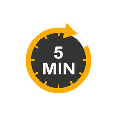 5 minutes icon isolated on white background.
