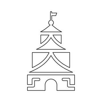 recommend clip art: Temple, chinese, pagoda outline icon. Line art vector.