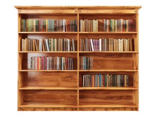 Wooden bookshelves. PNG