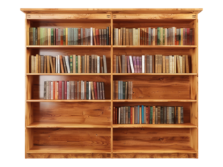 Wooden bookshelves. PNG