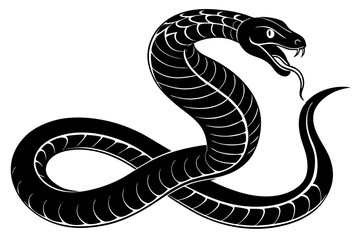 A black and white snake cartoon vector illustration depicts a reptile serpent