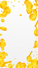 European Union Euro coins falling. Scattered gold