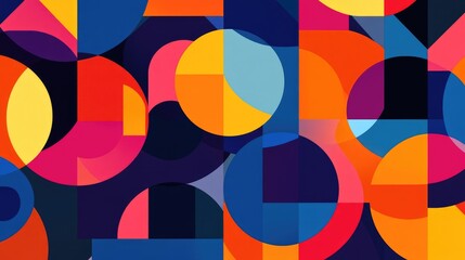 Obraz premium Vibrant geometric pattern wallpaper in bold colors, creating a modern and stylish background.