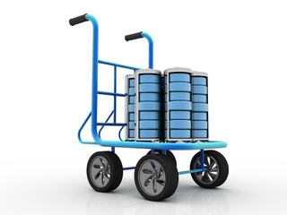 3d illustration Electrical energy and power supply source concept, accumulator battery with charging level indicator in trolley
   