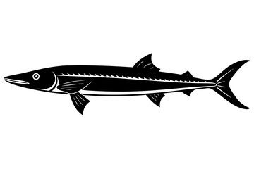 Isolated sea animal illustration of a tuna fish, a marine predator, on a white background